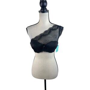 Fredericks Of Hollywood Leia Black Lace One-Shoulder Bra 34B
